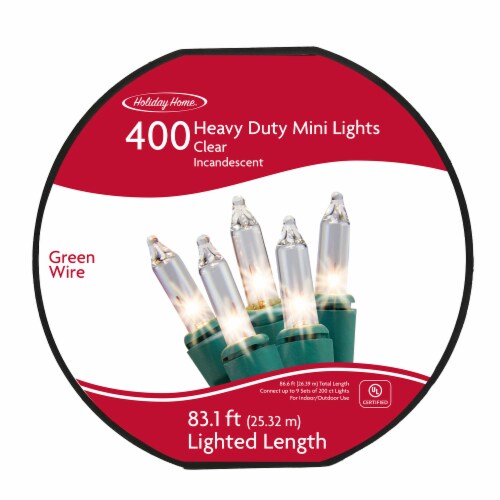 Holiday Home Heavy Duty Green Wire Mini Christmas Lights Clear