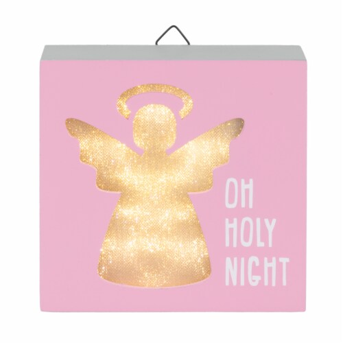 Holiday Home LED Angel Block Table Sign Perspective: front