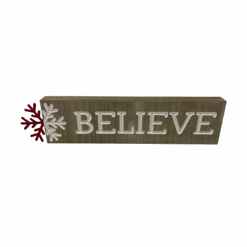 Holiday 3.5 in Wooden Table Sign Believe Perspective: front