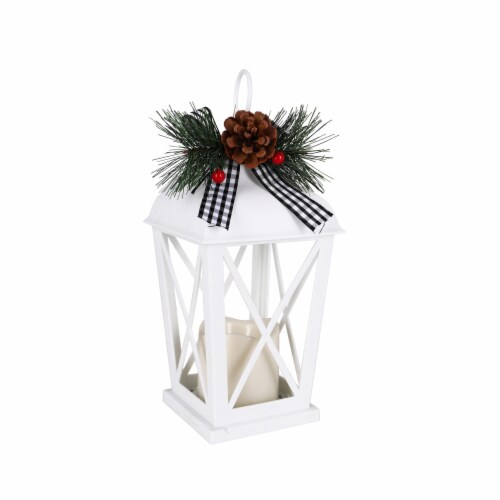 Holiday Home 11" Christmas LED Lantern Holiday Decor - White Perspective: front