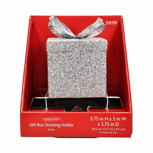 Holiday Home® Silver Glitter Present Stocking Holder Perspective: front