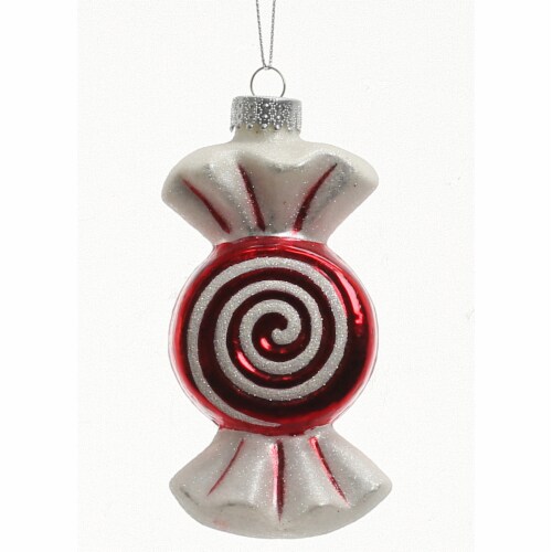 Holiday Home Candy Christmas Ornament Holiday Decor - Red and White Perspective: front