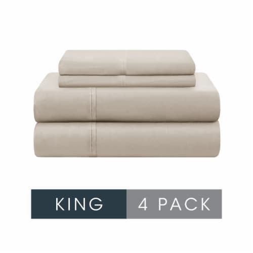 Modavari 500 Thread Count Egyptian Cotton King Sheet Set - Tan Perspective: front