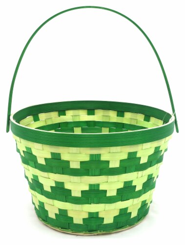 Holiday Home Easter Two Tone Bamboo Basket - Green Perspective: front