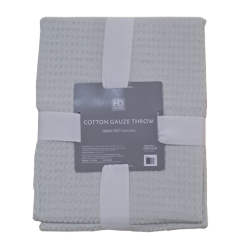 HD Designs® Cotton Gauze Throw - Gray Perspective: front
