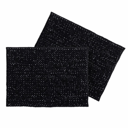 Everyday Living® Polyester Noodle Bathmats - 2 Pack - Jet Black Perspective: front