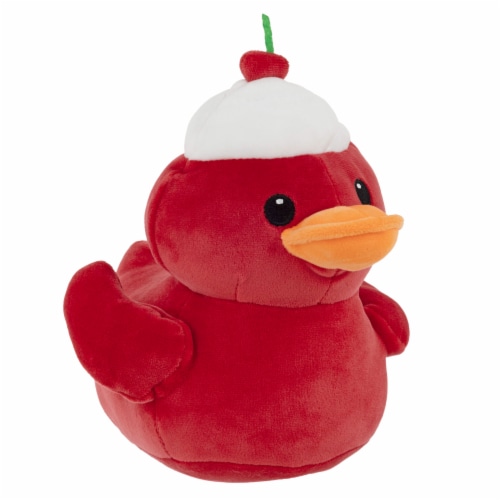 Holiday Home 8.5 Inch Cherry Red Duck Plush Perspective: front