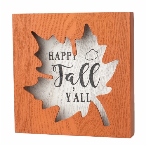 Holiday Home Cutout Table Leaf Happy Fall Y'all Sign Perspective: front