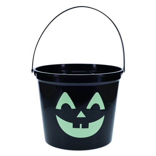 Holiday Home Jumbo Black Jack O Lantern Treat Bucket Perspective: front