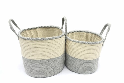 HD Designs Small Round Fabric Rope Basket Perspective: front