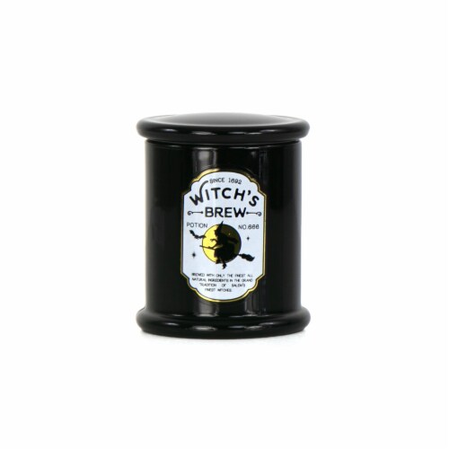 Holiday Home Halloween Black Apothecary Candle Witch's Brew Perspective: front