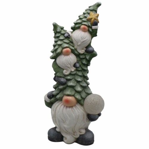 Holiday Home 20.9 Inch LED Triple Stacked Christmas Tree Gnomes Perspective: front