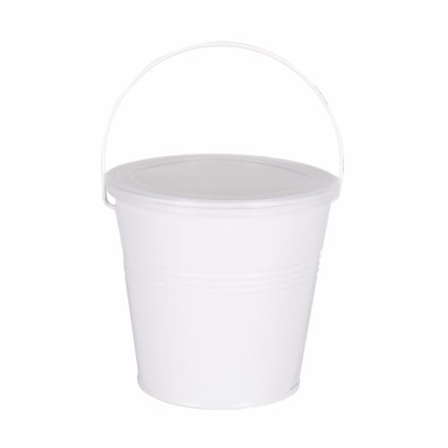 HD Outdoors Metal Bucket Citronella Candle - White Perspective: front
