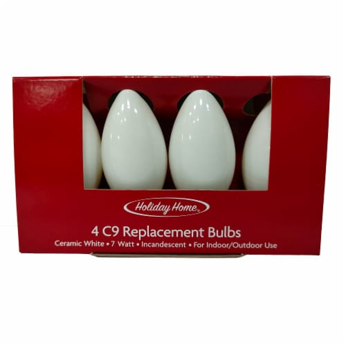 Holiday Home C9 Replacement Bulbs White 4 pk Christmas Decorations Perspective: front