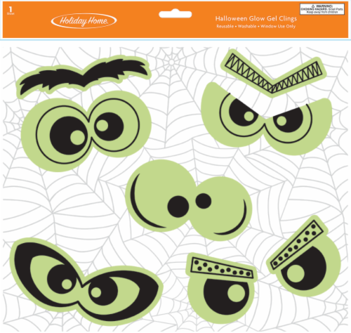 Holiday Home® Googly Eye Glow Halloween Window Gel Clings Perspective: front