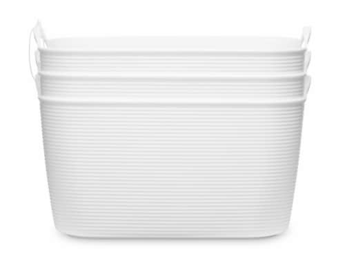 Everyday Living Ribbed Medium Bins - White Perspective: front