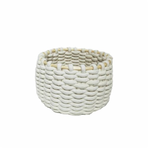 HD Designs White Round Poly Rope Basket Perspective: front
