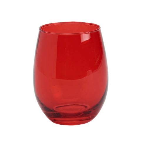 Holiday Home Jingle and Red Tint Stemless Wine Glass Perspective: front