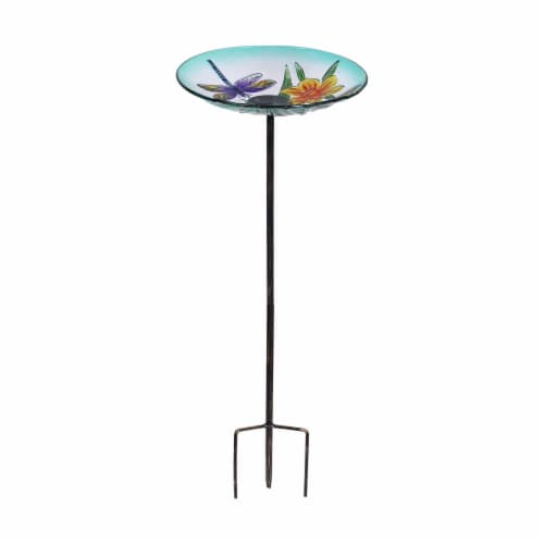 HD Designs Outdoors Glass Dragonfly Bird Bath Perspective: front