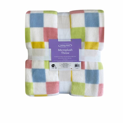 Holiday Home® Easter Microplush Throw - Checker Multi Perspective: front
