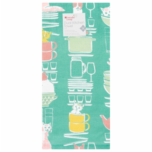 Everyday Living® Cats Dual Terry Kitchen Towel Perspective: front