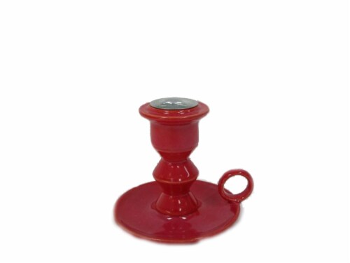HD Designs Stoneware Candle Holder - Red Perspective: front