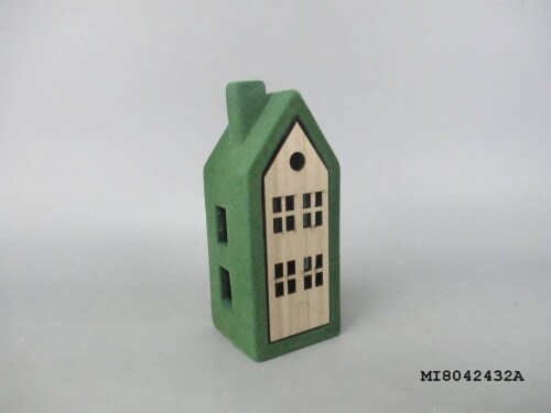 HD Designs Ceramic Flocking LED House - Green Perspective: front
