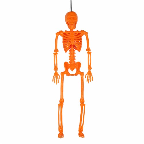 Holiday Home Blacklight Hanging Orange Skeleton Perspective: front