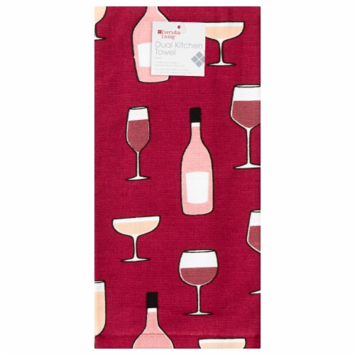 Everyday Living® Wine Dual Terry Kitchen Towel Perspective: front