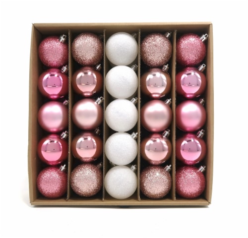 Holiday Home Shatterproof Ornaments - Berry/Pink/White Perspective: front