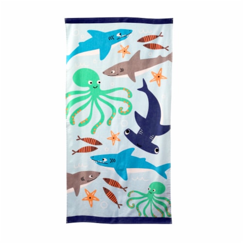 HD Designs Shark Print Beach Towel Perspective: front