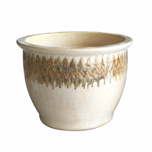 HD Designs Outdoors Etched Planter - Cream Perspective: front