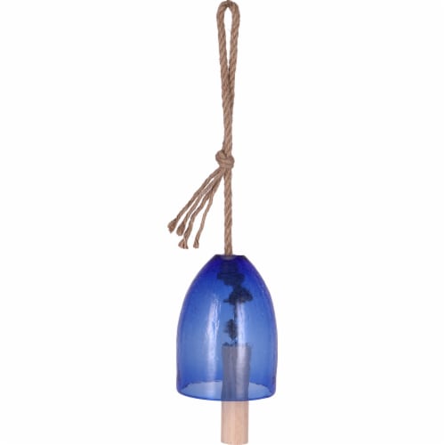 HD Designs Outdoors Blue Crackle Glass Bell Chime Perspective: front