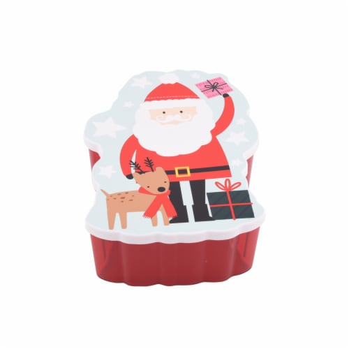 65 oz Santa Cookie Tin Perspective: front