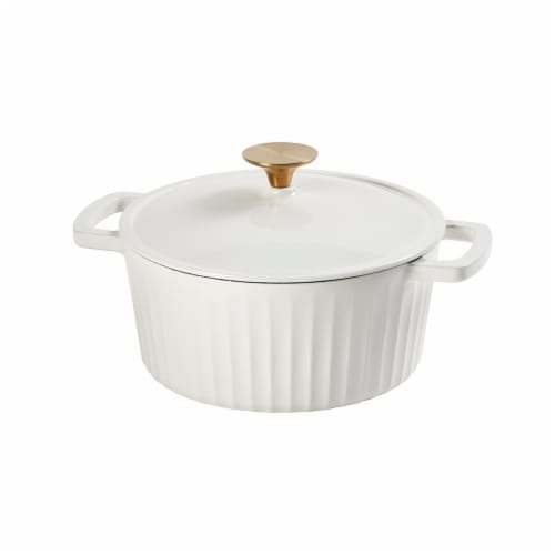 Dash of That Essentials 3 qt Fluted Dutch Oven - White Perspective: front