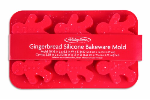 Holiday Home Gingerbread Silicone Bakeware Mold - Red Perspective: front
