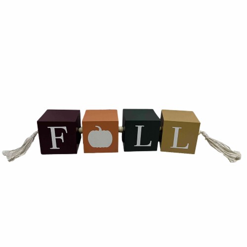 Holiday Home Thanksgiving Fall Block Table Decor Perspective: front