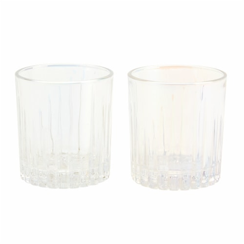 Holiday Home Iridescent Ridged Double Old Fashioned Glass Set Perspective: front