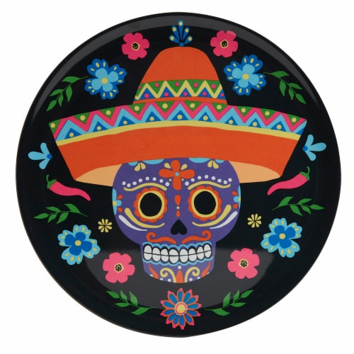 Holiday Home Day of the Dead Melamine Round Platter Perspective: front