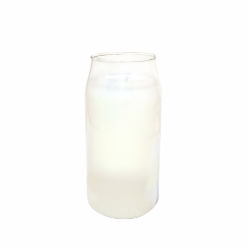 HD 12oz Iridescent Tall Cylinder Glass Candle White Perspective: front