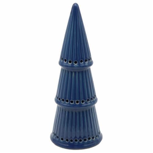 Holiday Home LED Ceramic Stacked Tree - Blue Perspective: front
