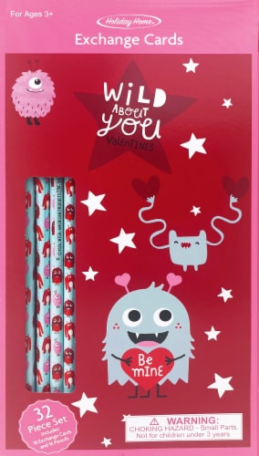 Holiday Home Valentine's Day Exchange Cards Monster with Pencils Perspective: front