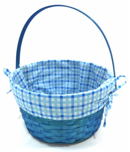 HH 10in Lined Bamboo Basket - Blue Perspective: front