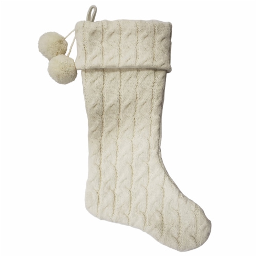 Holiday Home Thick Knit Cream Stocking Perspective: front