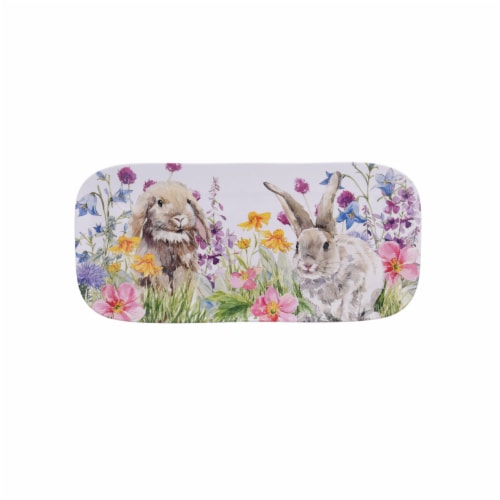Holiday Home Melamine Solid Bunny Serve Tray Perspective: front