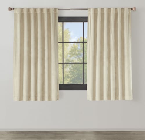 Modavari Home Fashions Carlisle Back Tab Blackout Single Window Panel - Tan Perspective: front