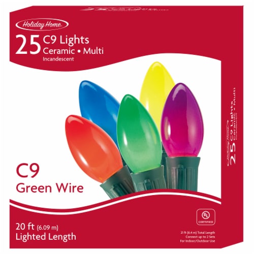 Holiday Home® Green Wire C9 Multi-Colored Christmas Lights Perspective: front
