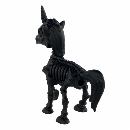 Holiday Home 6.75" Black Unicorn Skeleton Halloween Decor Perspective: front