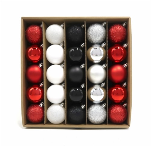 Holiday Home Shatterproof Ornaments - Red/Black/Silver/White Perspective: front
