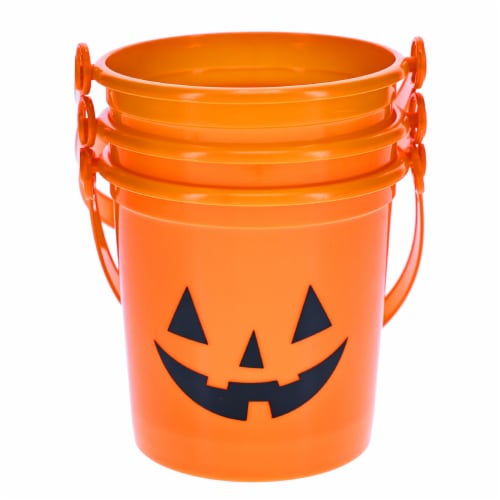 Holiday Home Mini Orange Jack O Lantern Treat Buckets Perspective: front